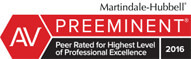 Martindale-Hubbell | AV Preeminent | Peer Rated for Highest Level of Professional Excellence | 2016